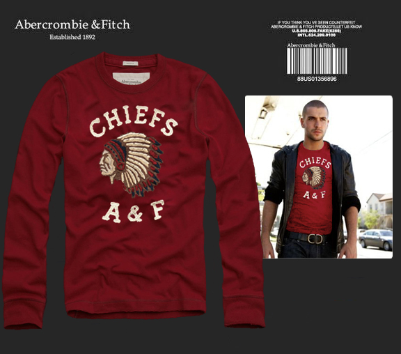 Abercrombie Fitch Hombres De Cuello Redondo Con Gente Fotos Largo Remera AF6034